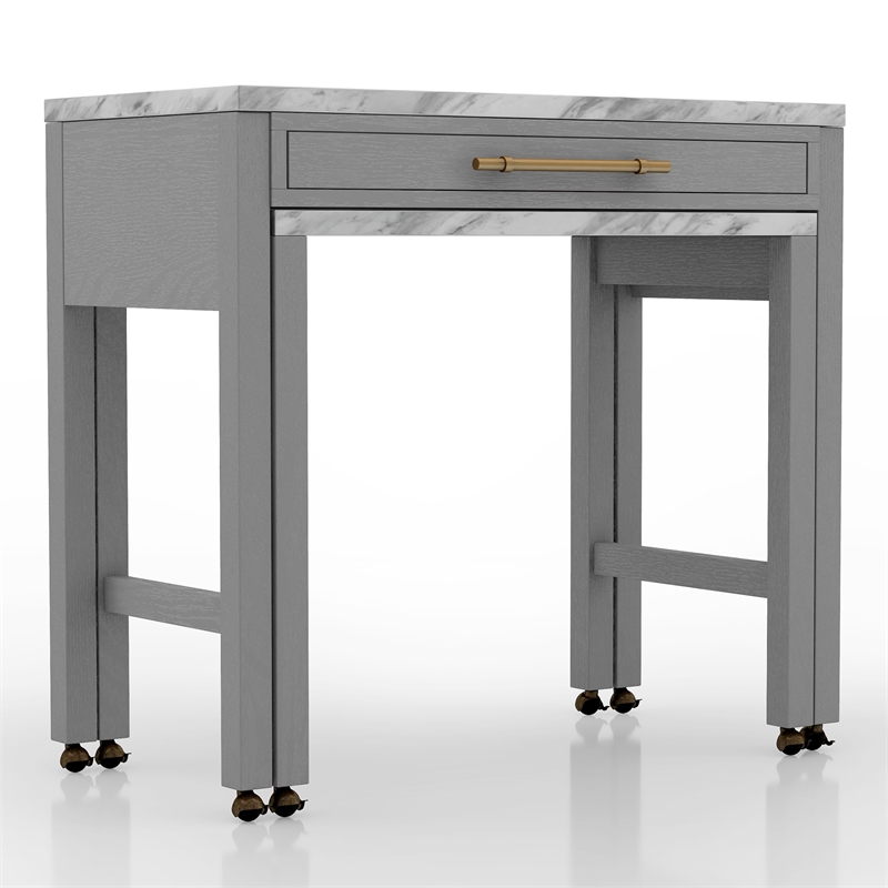 Furniture of America Ficus Rustic Wood Nested Counter Dining Table in Gray