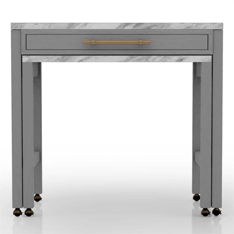 Furniture of America Ficus Rustic Wood Nested Counter Dining Table in Gray