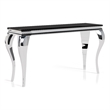 Furniture of America Alang Glam Glass Top Sofa Table in Black and Silver