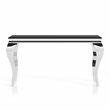Furniture of America Alang Glam Glass Top Sofa Table in Black and Silver