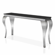 Furniture of America Alang Glam Glass Top Sofa Table in Black and Silver