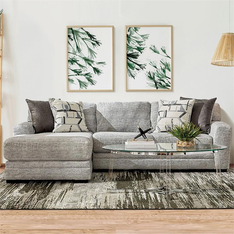 Furniture of America Vetch Contemporary Chenille L-Shaped Sectional in Gray