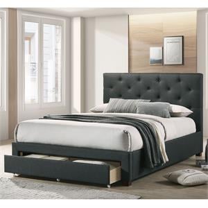 Furniture of America Bethn Transitional Fabric Storage Cal King Bed in Dark Gray