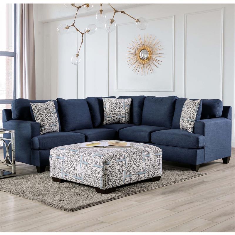 Furniture of America Arjay Contemporary Fabric Square Ottoman in Multi-Color