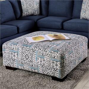 Furniture of America Arjay Contemporary Fabric Square Ottoman in Multi-Color