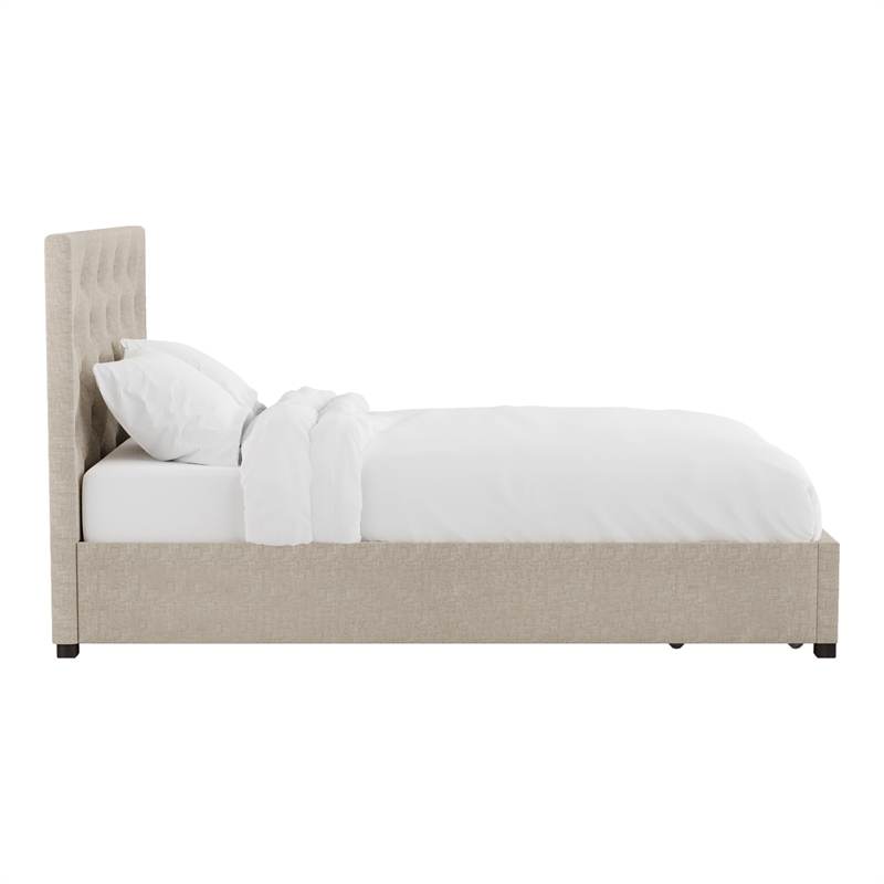 Furniture of America Bethn Transitional Fabric Storage Twin Bed in Beige
