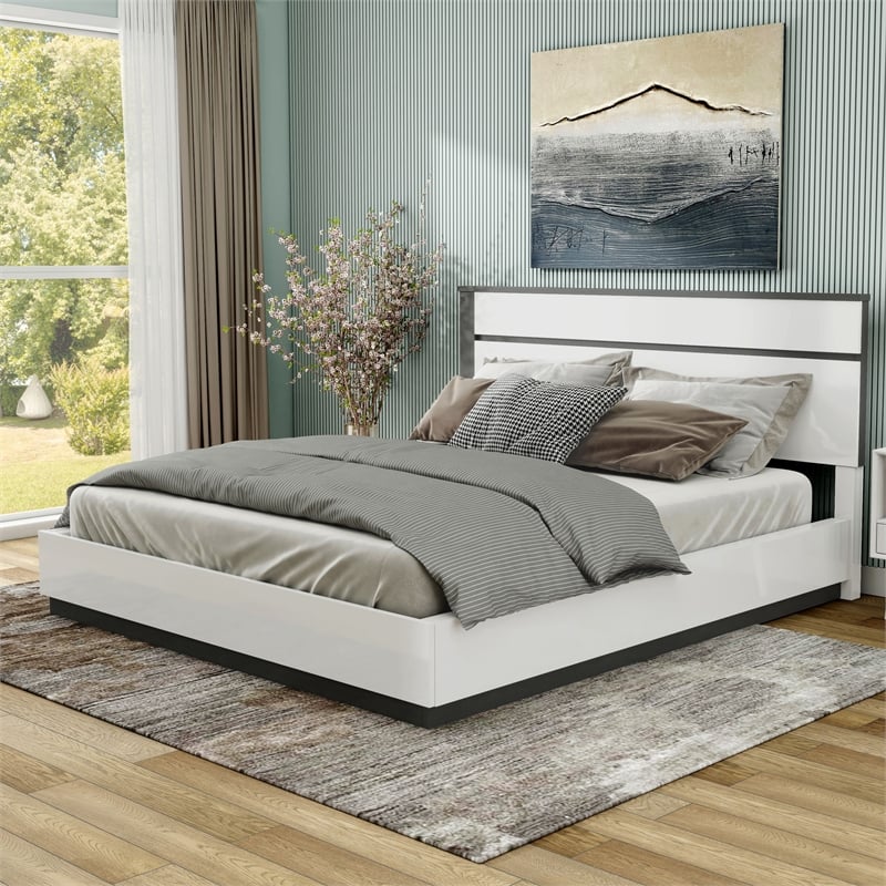 Furniture of America Misti Contemporary Wood Platform King Bed in White
