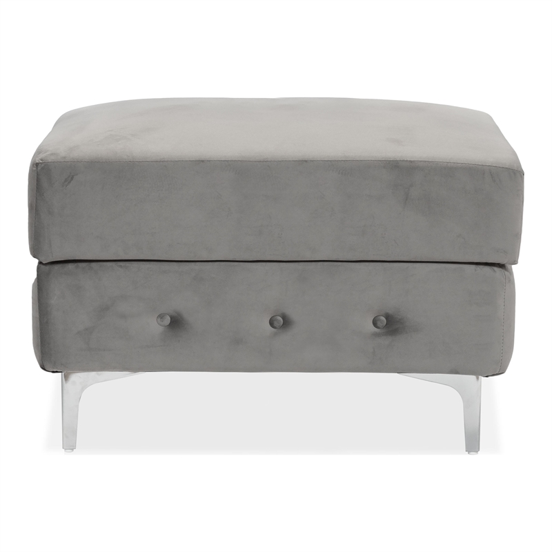 Furniture of America Marti Transitional Fabric Tufted Ottoman in Gray