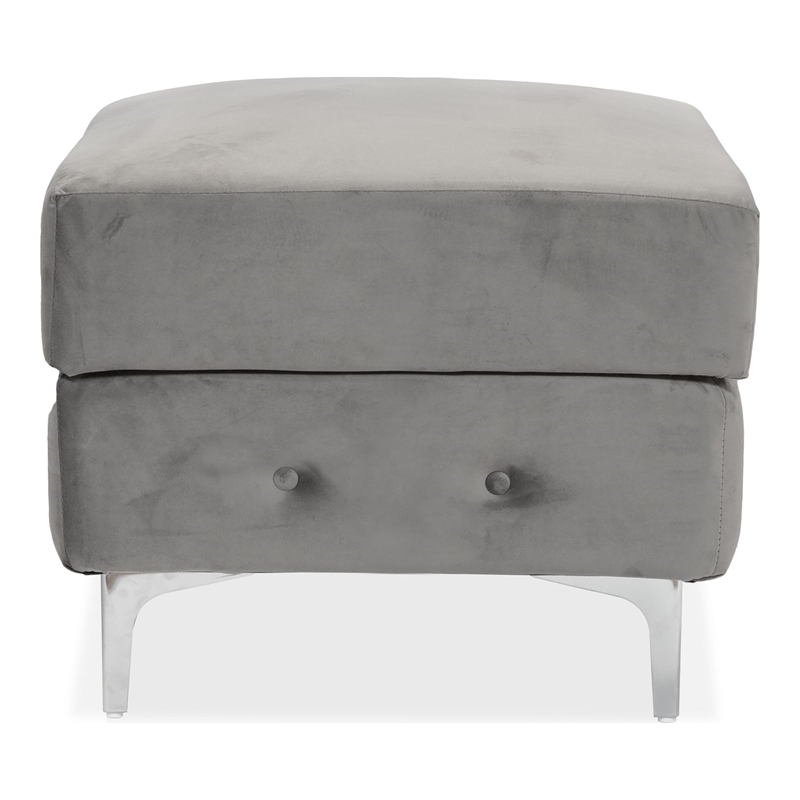 Furniture of America Marti Transitional Fabric Tufted Ottoman in Gray
