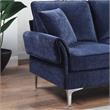Furniture of America Jarnn Contemporary Chenille L-Shaped Sectional in Navy