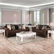 Furniture of America Jaqui Transitional Fabric Nailhead Loveseat in Chocolate