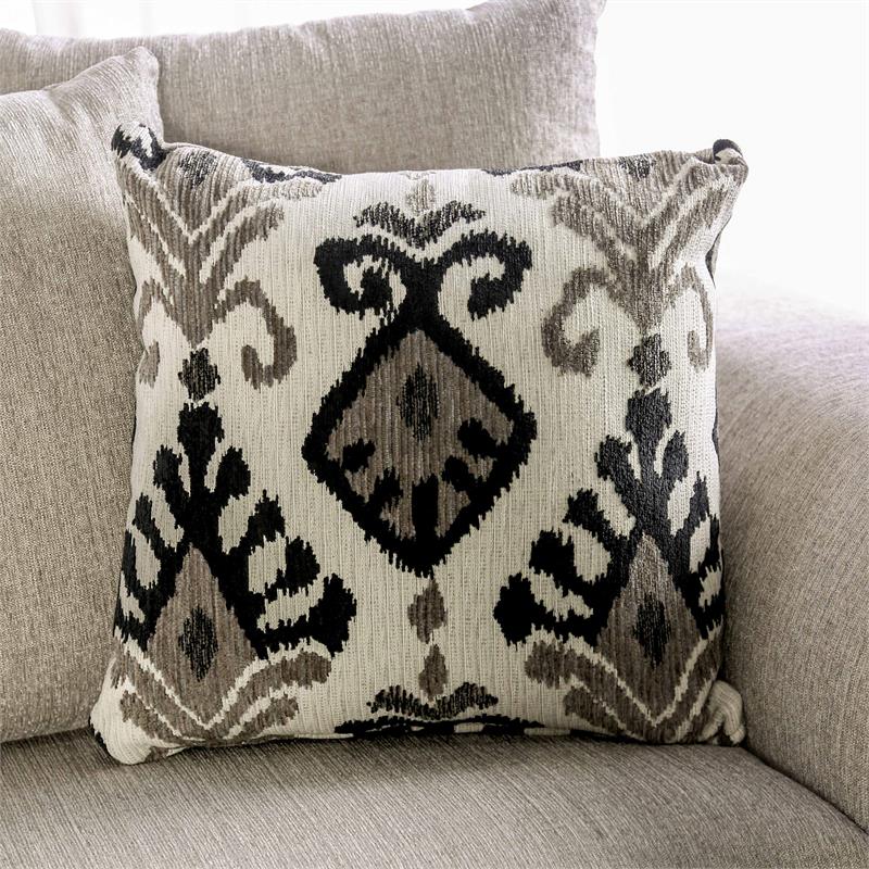 Furniture of America Jaqui Fabric Nailhead Loveseat in Light Taupe Brown
