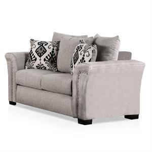 Furniture of America Jaqui Fabric Nailhead Loveseat in Light Taupe Brown