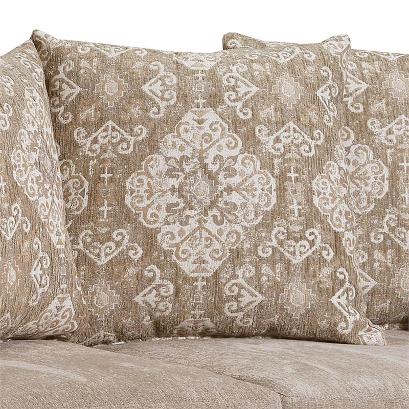 Furniture of America Safin Traditional Chenille Upholstered Loveseat in Beige
