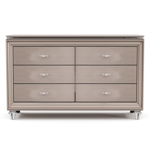 Furniture of America Devado Contemporary Wood 6-Drawer Dresser in Rose Gold