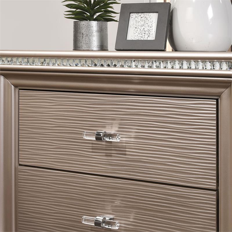Furniture of America Devado Contemporary Wood 2-Drawer Nightstand in Rose Gold