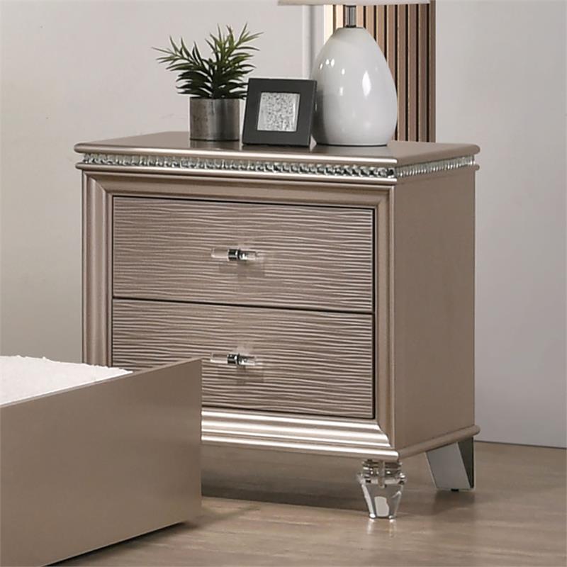Furniture of America Devado Contemporary Wood 2-Drawer Nightstand in Rose Gold