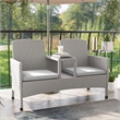 FOA Azur Outdoor Aluminum/Wicker Loveseat + Storage Bench + Trash Can 3PC Set