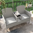FOA Azur Outdoor Aluminum/Wicker Loveseat + Storage Bench + Trash Can 3PC Set