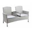 FOA Azur Outdoor Aluminum/Wicker Loveseat + Storage Bench + Trash Can 3PC Set