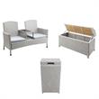 FOA Azur Outdoor Aluminum/Wicker Loveseat + Storage Bench + Trash Can 3PC Set