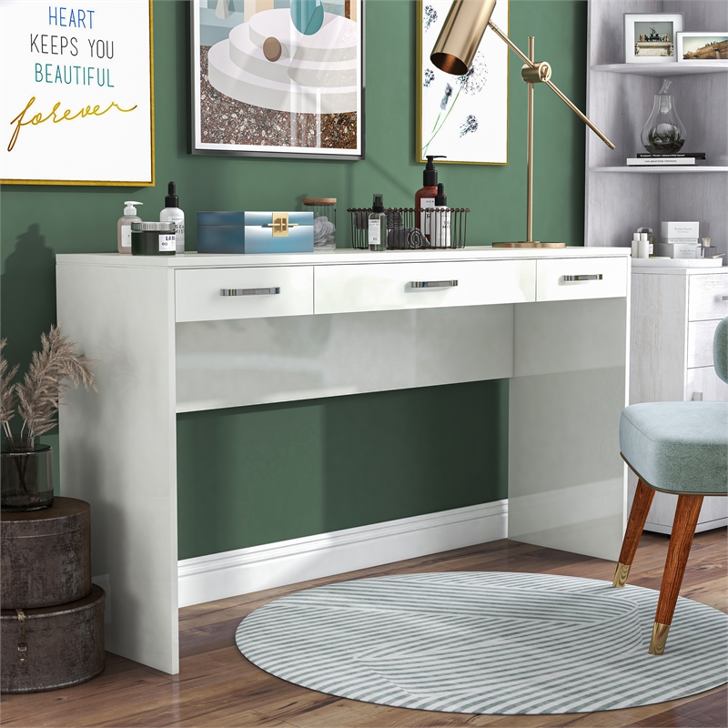 Furniture of America Olive White Wood 3 Drawer Vanity Table