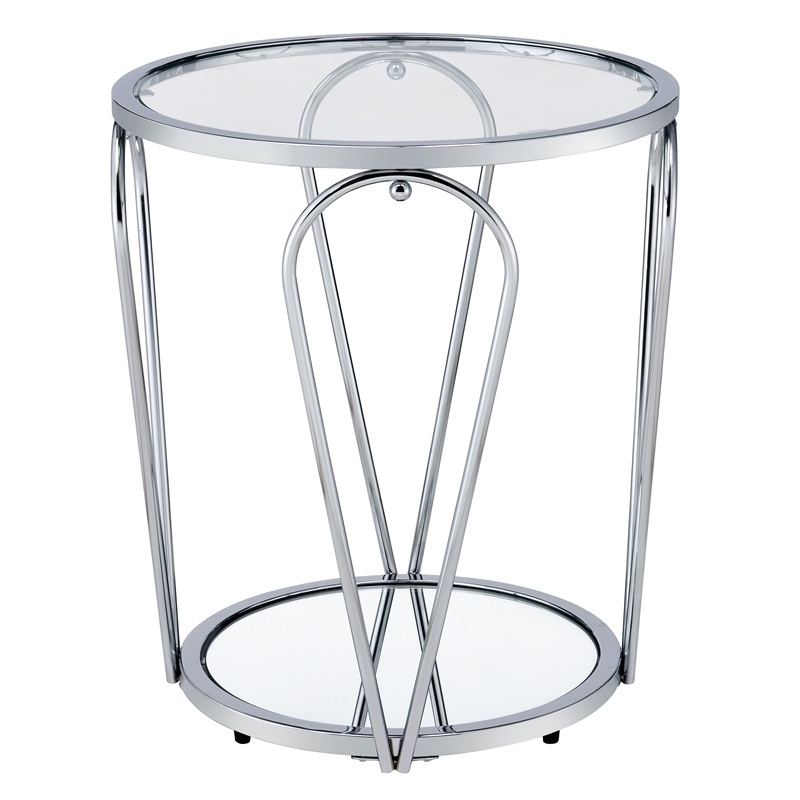 Furniture of America Miffa Contemporary Metal 2-Piece Coffee Table Set in Chrome