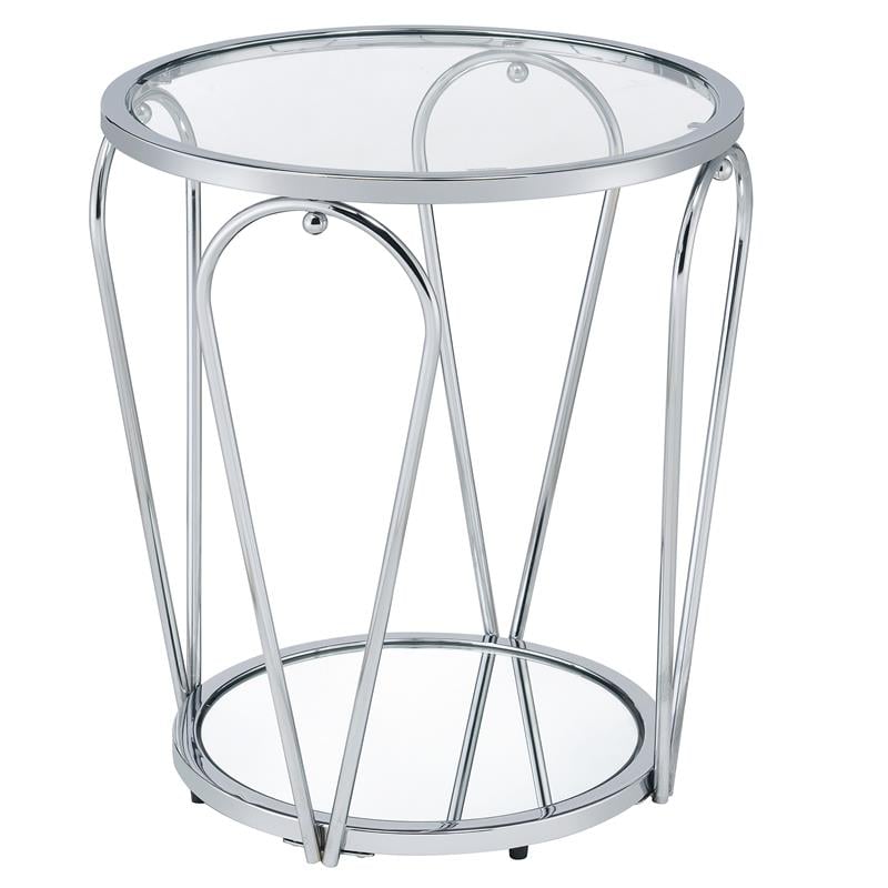 Furniture of America Miffa Contemporary Metal 2-Piece Coffee Table Set in Chrome