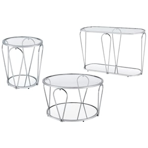 Furniture of America Miffa Contemporary Metal 3-Piece Coffee Table Set in Chrome
