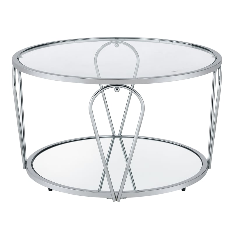 Furniture of America Miffa Contemporary Metal 3-Piece Coffee Table Set in Chrome