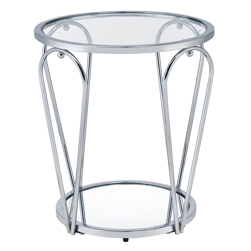 Furniture of America Miffa Contemporary Metal 3-Piece Coffee Table Set in Chrome