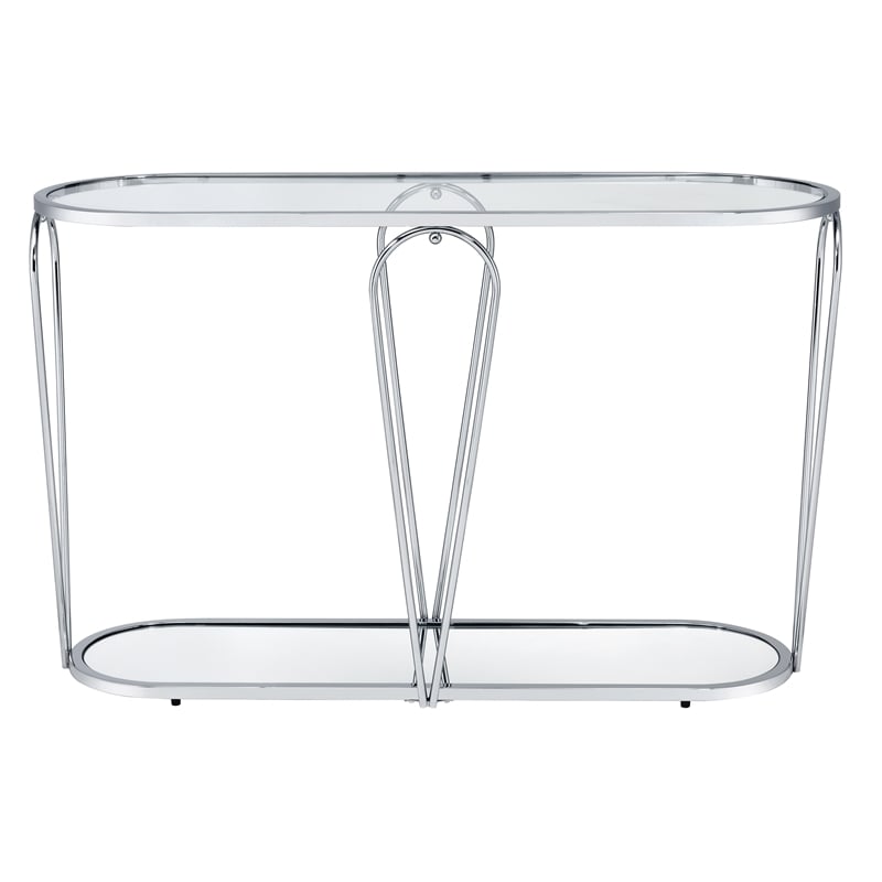 Furniture of America Miffa Contemporary Metal 3-Piece Coffee Table Set in Chrome