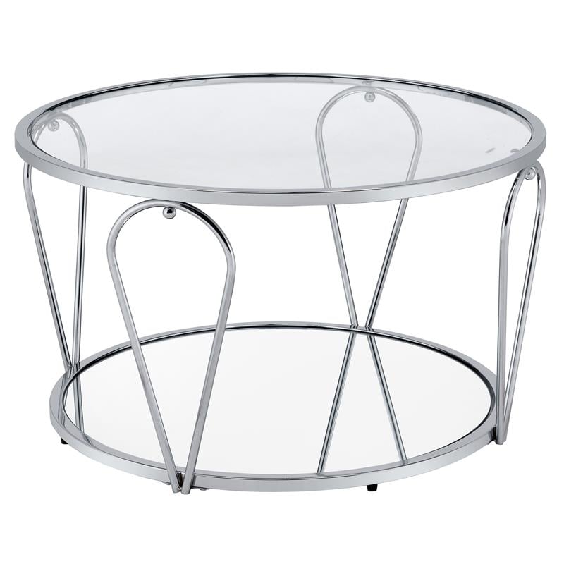 Furniture of America Miffa Contemporary Metal 3-Piece Coffee Table Set in Chrome
