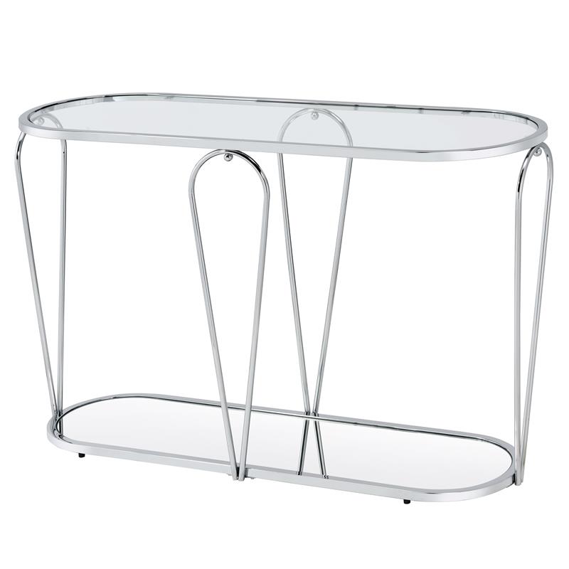 Furniture of America Miffa Contemporary Metal 3-Piece Coffee Table Set in Chrome