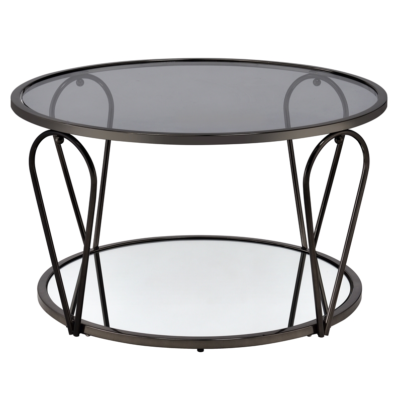 Furniture of America Miffa Contemporary Metal 3-Piece Coffee Table Set in Black