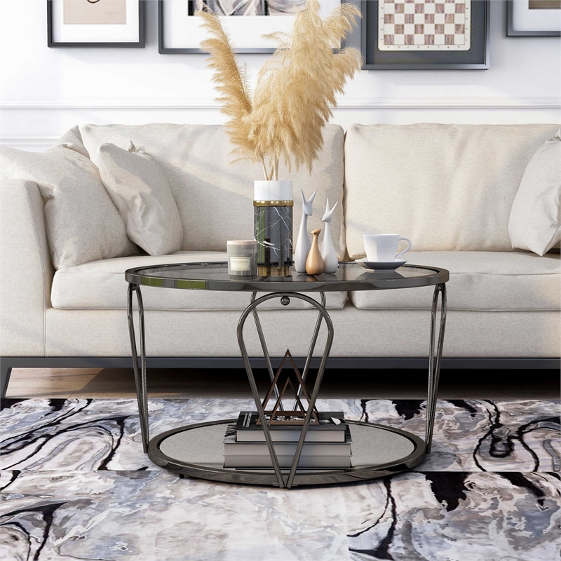 Furniture of America Miffa Contemporary Metal 1-Shelf Coffee Table in Black