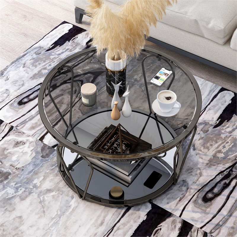 Furniture of America Miffa Contemporary Metal 1-Shelf Coffee Table in Black