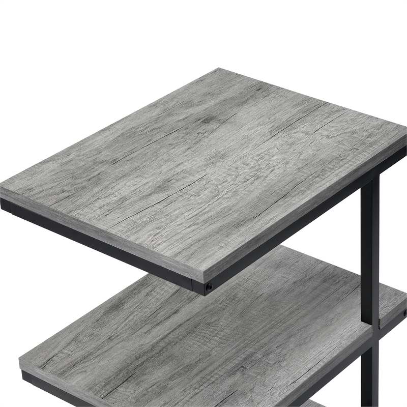 Furniture of America Neeva Industrial Metal 3-Shelf Side Table in Light Gray