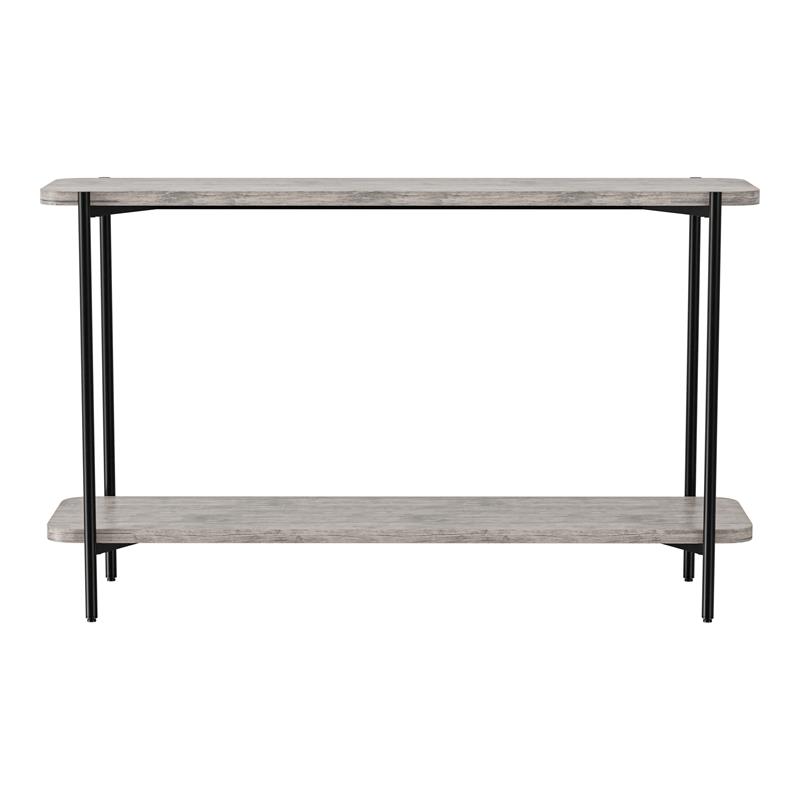 Furniture of America Elgun Metal 1-Shelf Console Table in Black and Gray
