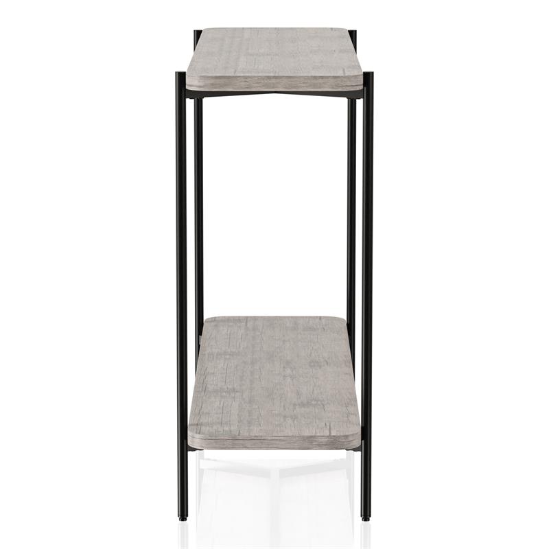 Furniture of America Elgun Metal 1-Shelf Console Table in Black and Gray