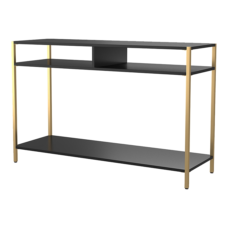 Furniture of America Mirah Contemporary Metal 3-Shelf Console Table in Black