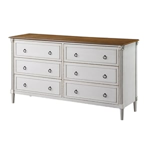 Furniture of America Birch Wood 6-Drawer Double Dresser in Antique White