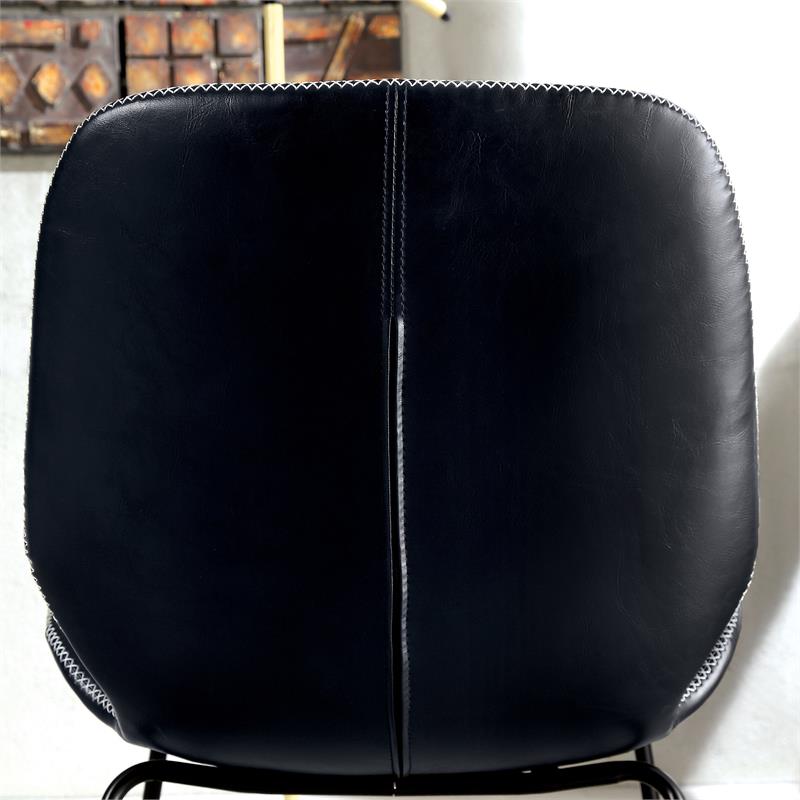 FOA 2-Piece Home Office Metal Desk and Faux Leather Black Chair Set