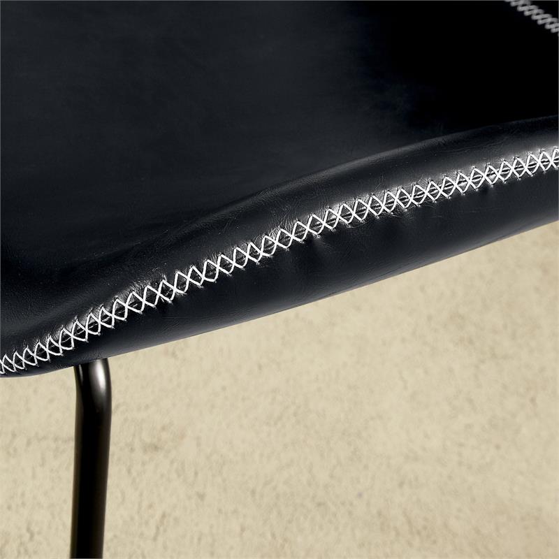 FOA 2-Piece Home Office Metal Desk and Faux Leather Black Chair Set