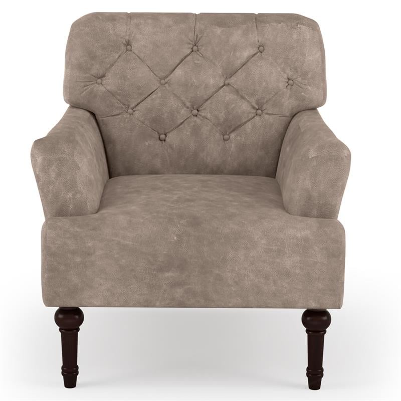 Furniture of America Leith Faux Leather Tufted Accent Chair in Brown