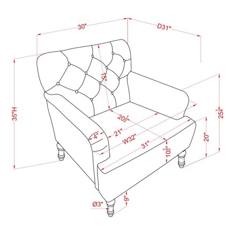 Furniture of America Leith Faux Leather Tufted Accent Chair in Brown