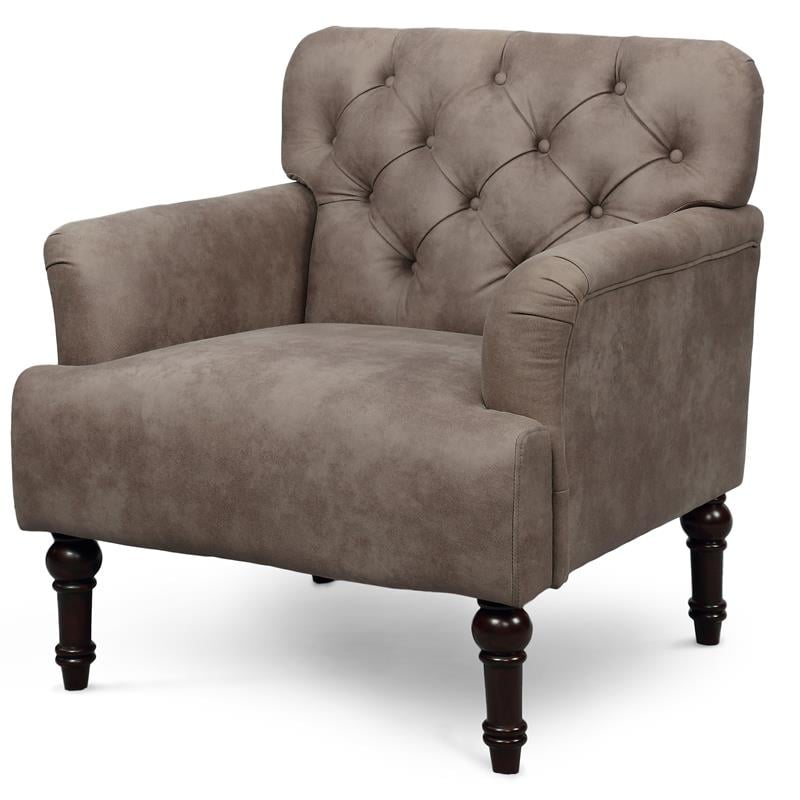 Furniture of America Leith Faux Leather Tufted Accent Chair in Brown