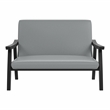 Furniture of America Kikee Faux Leather Cushioned Loveseat Bench in Light Gray