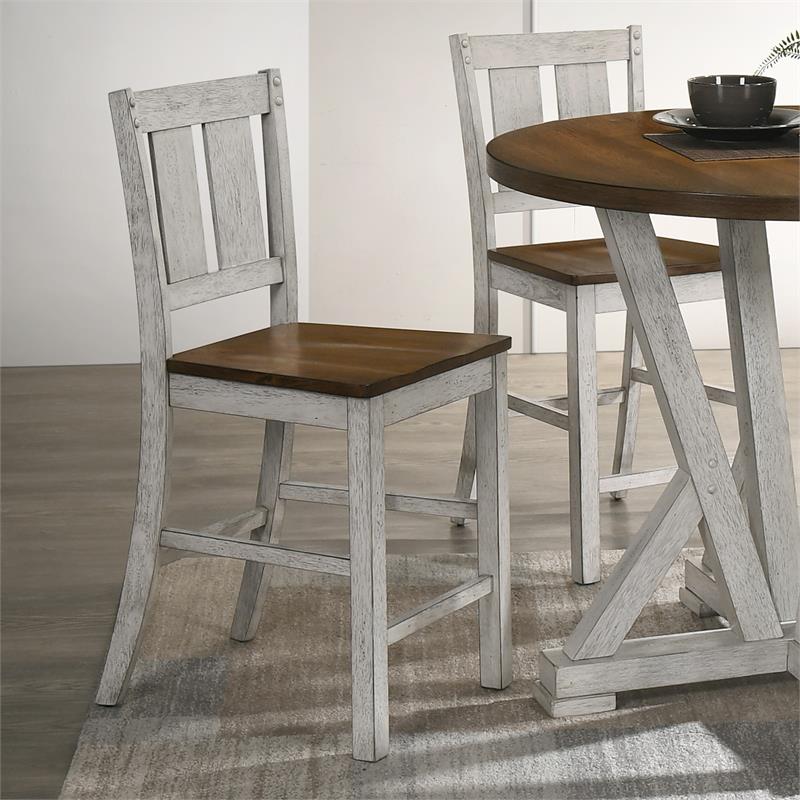 Furniture of America Huntington Wood Counter Chair in Light Oak (Set of 2)