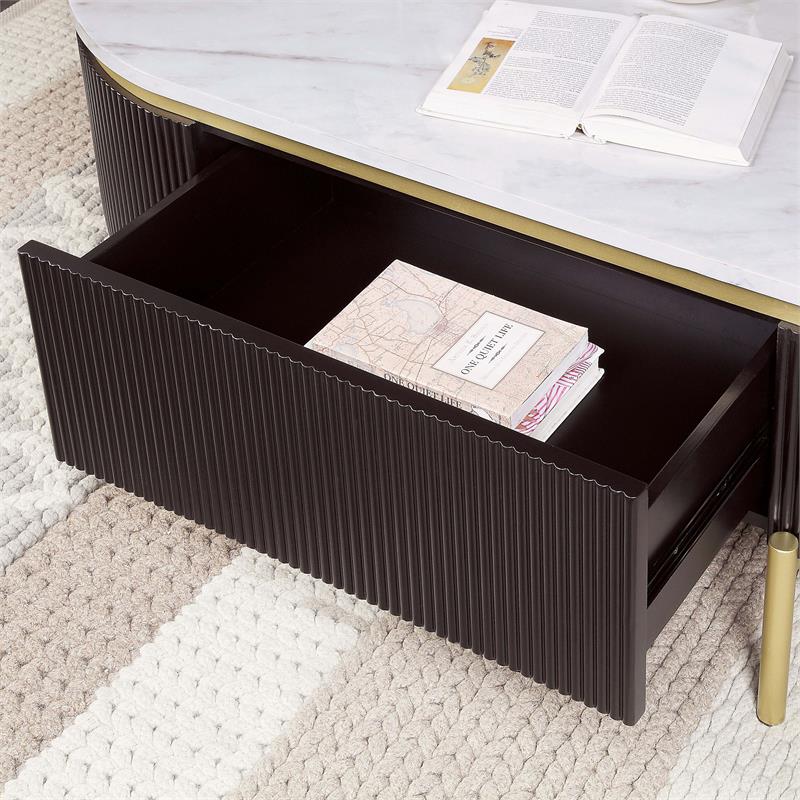 Furniture of America Timi Glam Wood 2-Piece Coffee Table Set in Dark Walnut